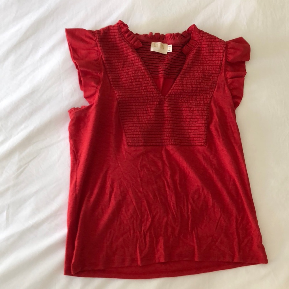 Nation LTD flutter sleeve red top, size medium